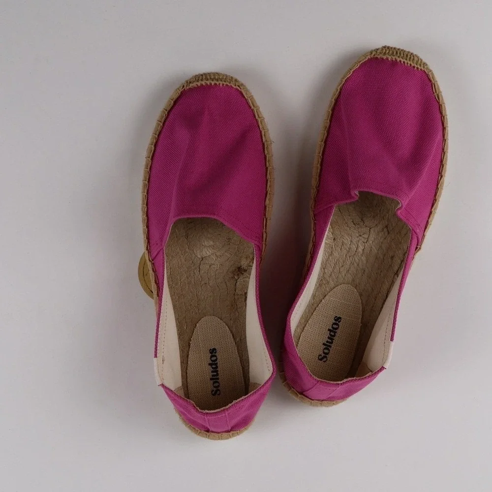 Soludos Espadrilles Dali Flat Pink Solid Womens 9-9.5 Cotton Canvas NEW